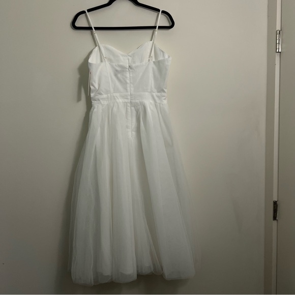 Aura NEW White Lace Tulle Wedding Cocktail Reception Prom Dress - Picture 5 of 16